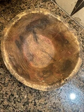 Primitive Antique Country Folk Art Burl Wood Bowl BEAUTIFUL Patina