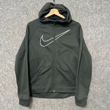Nike Full Zip Hoodie Kids XL Gray Dri-Fit Swoosh Athletic Sweatshirt 939853-060