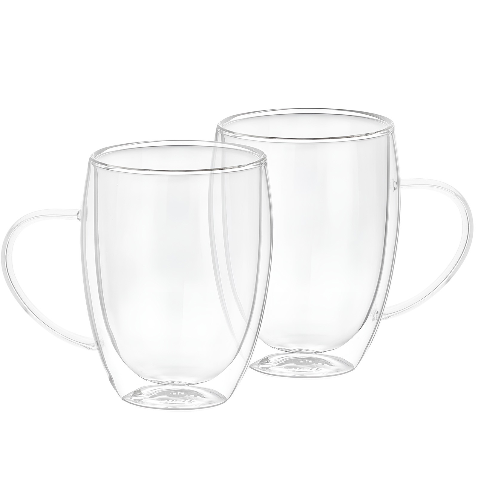 Lote 2 Vasos con doble pared y asa de 350 ml en vidrio de borosilicato sólido