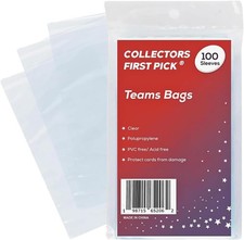 Team Bags for Trading Cards - 100 Pack Resealable Card Sleeves for Sports &