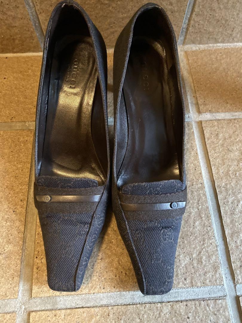 Gucci Pumps Heel Dark Brown With GG Pattern Size 37.5 US About7.5 For Women thumbnail 2