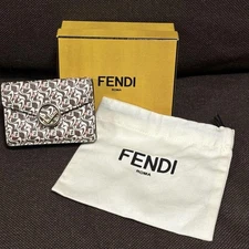 Fendi Trifold Wallet F is brown pink logo pattern excellent gift F/S