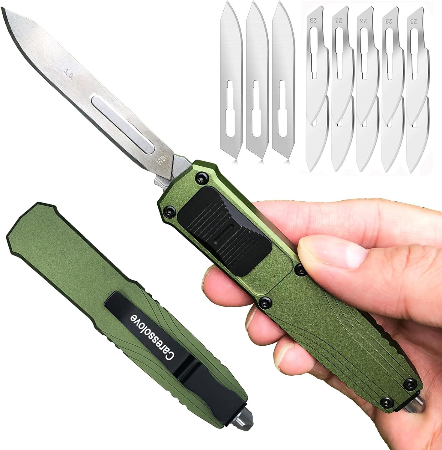 EDC Retractable Scalpel Knife, Fast Open Automatic Utility Knife, Auto Box Cutte