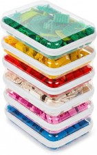 6-Pack Clear Hard Shell Zipper Cases, Portable Storage Bins for Toys & Makeup