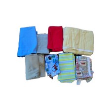 Assorted Flannel Fabric 3 lb Lot Yellow Striped Red Blue Tan