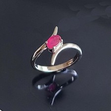 Natural Ruby 925 Sterling Silver Handmade Beautiful Fine Ring Size 7