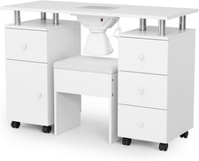 Nail Desk and Chair Set, Manicure Table with Stool, Dust Collector, Arm Rest New