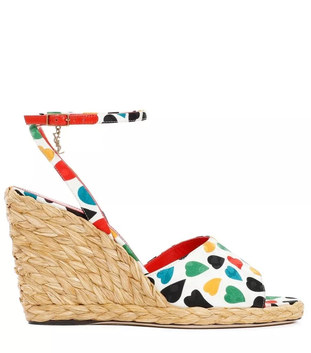 Sandali con zeppa espadrillas stampa cuore Saint Laurent Paloma taglia 39 vendita al dettaglio $945