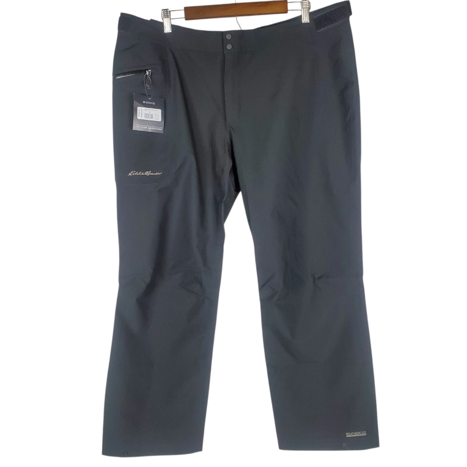 Eddie Bauer Pants XL Petite Black Cloud Cap Stretch Rain Waterproof WeatherEdge