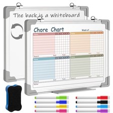 12 x 16 Magnetic Dry Erase Chore Chart Board for Family Adults Double Side Fa...