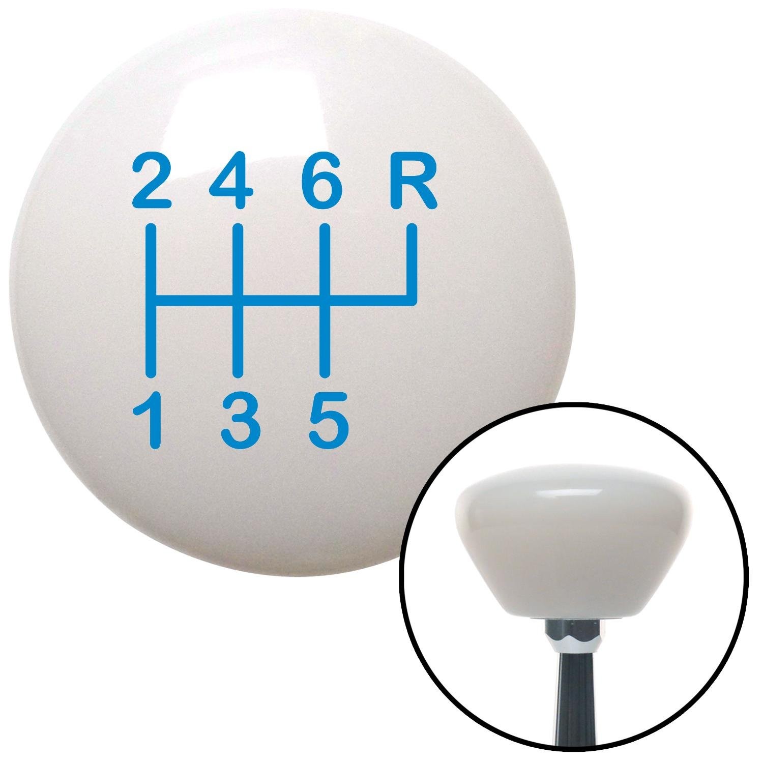 Blue Shift Pattern 24n White Retro Shift Knob w/ M16x1.5 Insert Shifter Auto