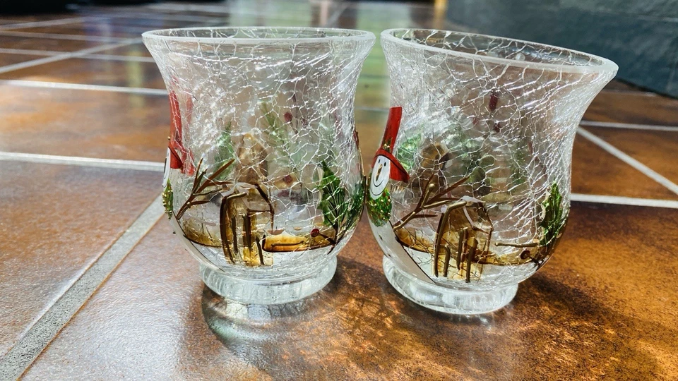 洋基蜡烛玻璃雪人有动力飓风套装两个裂纹玻璃 — 第 4/4 张图片