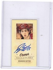 Brandon Sutter 2009-10 Upper Deck Champ's Mini Signatures Auto Card #CA-BS