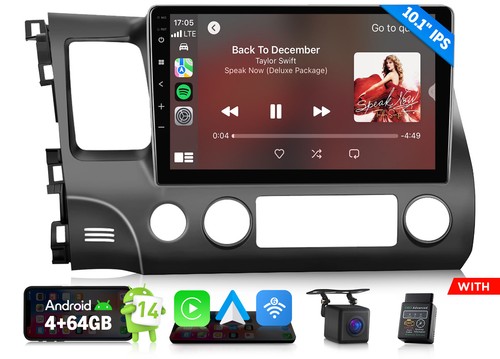 10.1" IPS Android 14 4+64 for Honda Civic FD FA FN FK 2006-11 Car Stereo CarPlay