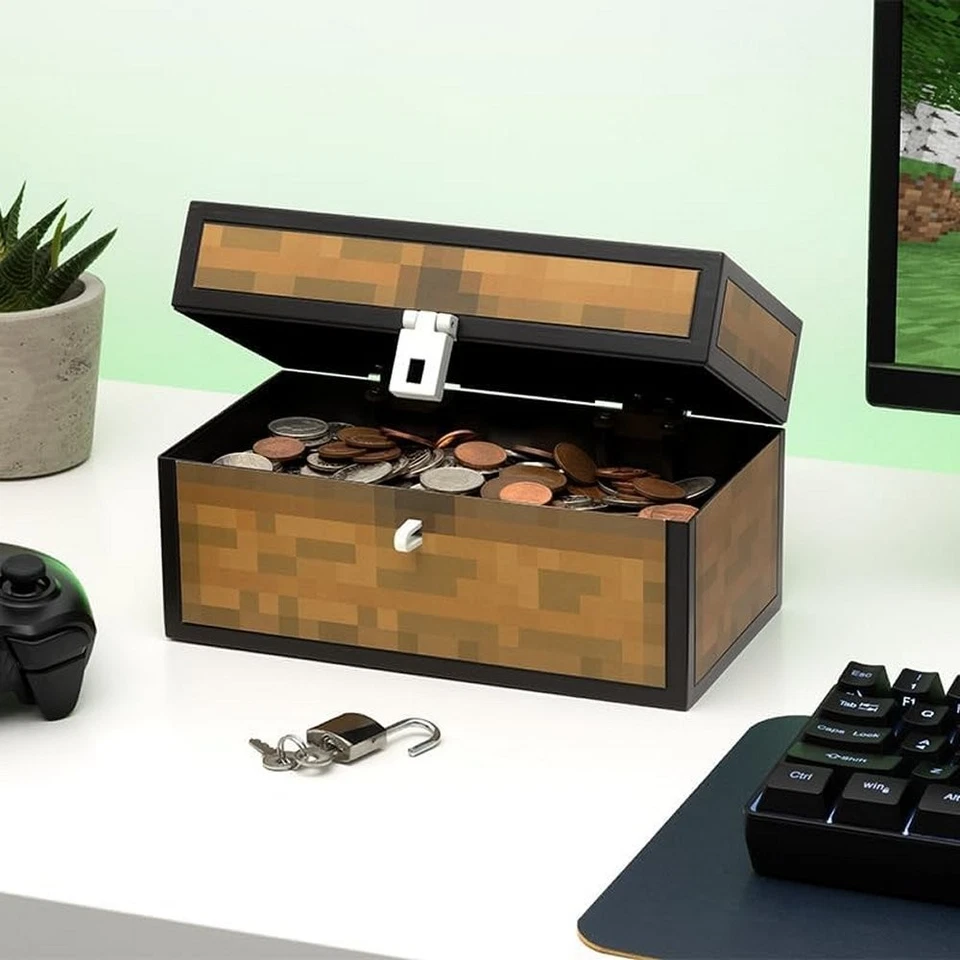 Minecraft Chest Money Box Coin Bank Lock Piggy Video Game Merch Mojang LICENSED - Image 4 of 4