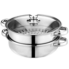 Steamer Pot for Cooking 4 Quart Steamer Pot 2-tier Multipurpose 18/8 Stainles...
