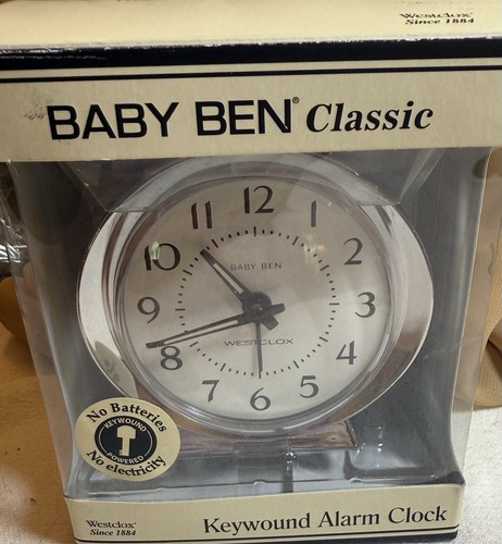 Vtg Westclox Baby Ben Classic Keywound Alarm Clock -Original Box Luminous Hands