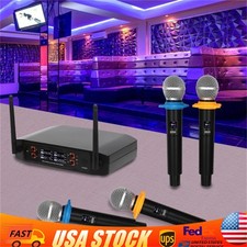 Pro 4 Channel UHF Wireless Audio Microphone Cordless Handheld Mic System Party