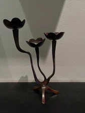 Vintage Cast Iron three-light candelabra made in a Arts and Crafts style 1960s