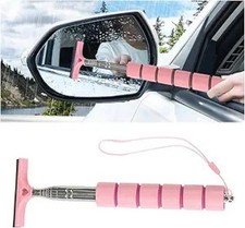 Car Side Mirror Squeegee, Rearview Mirror Wiper with Telescopic Lo Color: Pink