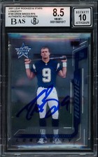 Drew Brees Auto 2001 Leaf Rookies Stars Longevity RC 189 BGS 8.5 Sig 10 /25 BAS