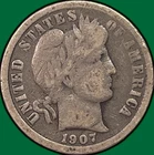 1907-O Barber Dime Silver Very Good VG Coin #32694