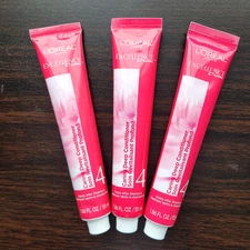 LOT of 3 Tubes L'OREAL Excellence Creme #4 Caring Deep Conditioner 1.86 FL. OZ.