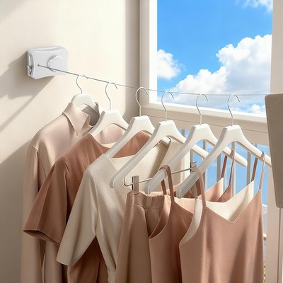 Retractable Clothesline for Outdoor & Indoor Use, 16.73 Ft Heavy Duty Retract...