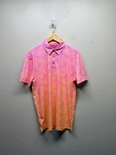Birdie Bound Golf Polo Shirt Men  s Small Ombr  Pink Orange Tropical Performance