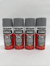 4 Pack Rust-Oleum Automotive 2 in 1 Filler Sandable Primer Spray Paint 12oz Gray