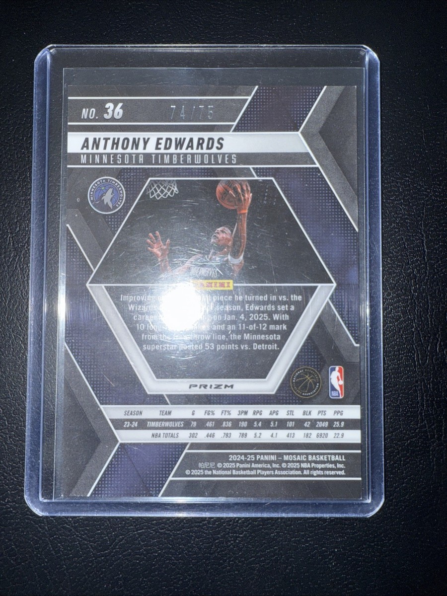 2024-25 Panini Mosaic - Anthony Edwards #36 Fluorescent Blue