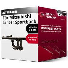 Anhängerkupplung abnehmbar + E-Satz 13pol universell für Lancer Sportback 08-11