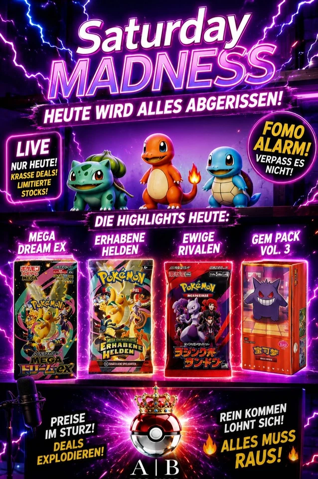 🚨 POKÉMON SATURDAY MADNESS– Lass uns gemeinsam deinen Hit ziehen ! 🚨