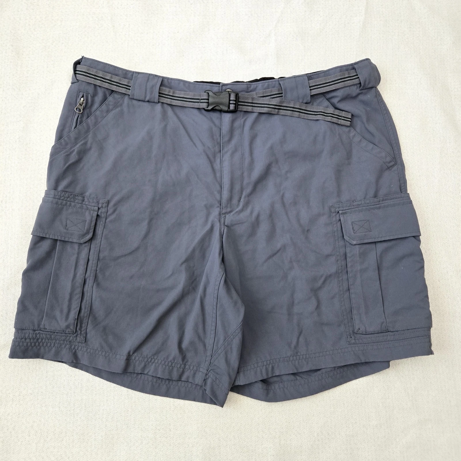 Duluth Trading Co Dry on the Fly Cargo Shorts Men 2XL Blue 9" Hiking Work Belted