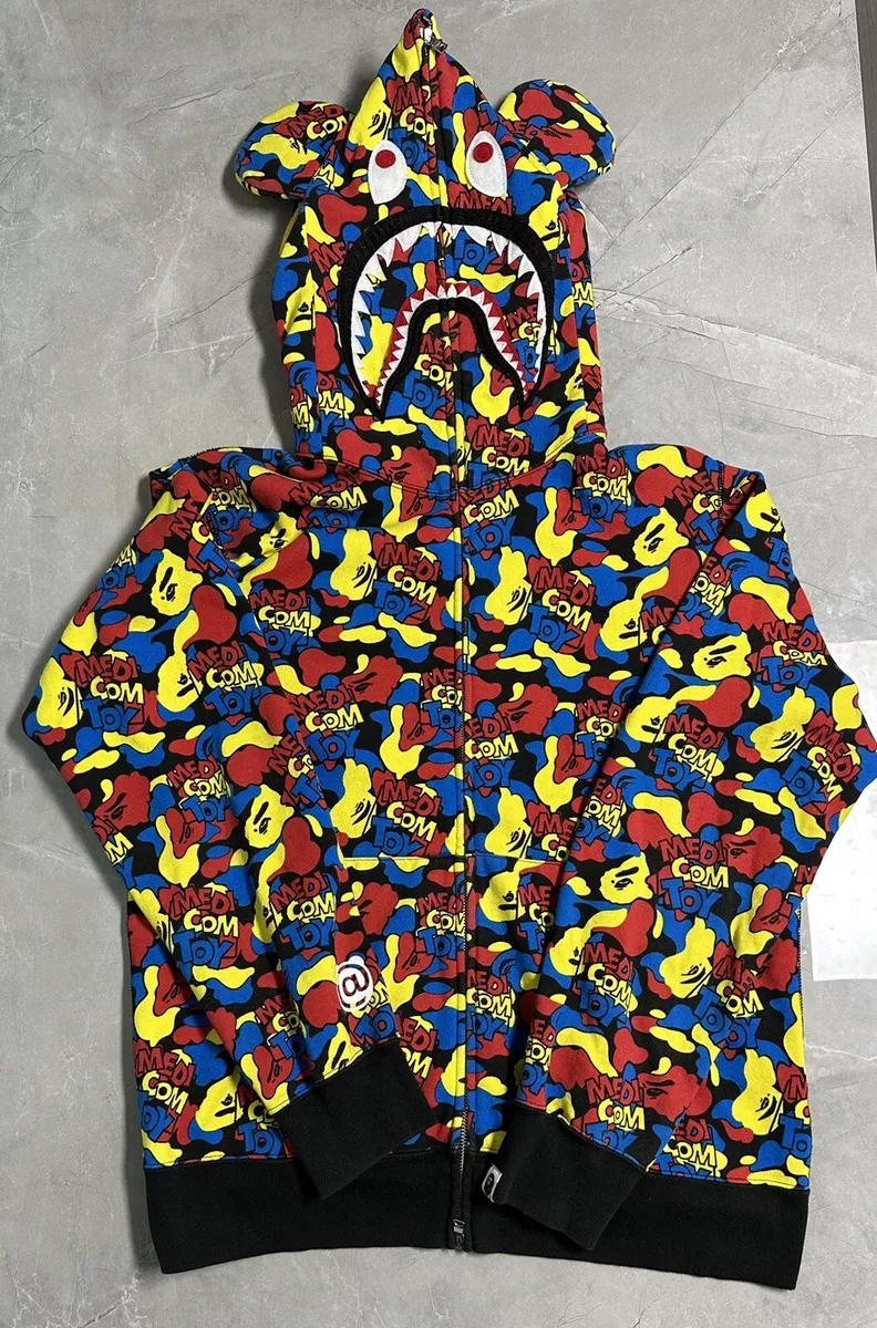 BAPE medicom toy BE R shark full zip hoodie BEAR A Bathing Ape Size XL