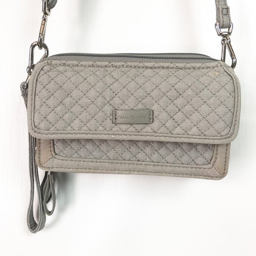 Vera Bradley All In One Wallet Crossbody Convertible Wristlet Gray Quilted - Picture 9 of 10