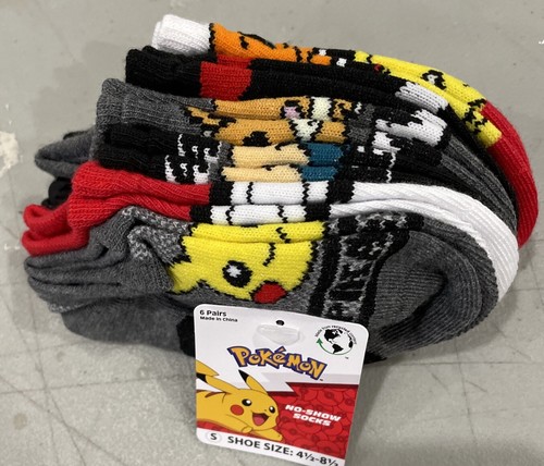 Pokémon Little Boys No Show Socks 6 Pack Size 4.5-8.5 - Picture 2 of 2
