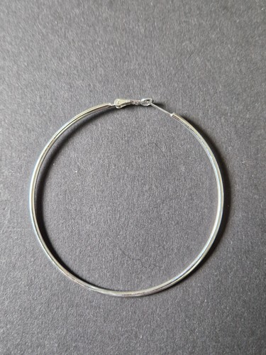 925 STERLING SILVER FINE FILLED 70MM ROUND HOOPED EARRINGS & FREE GIFTBOX. - Picture 4 of 13