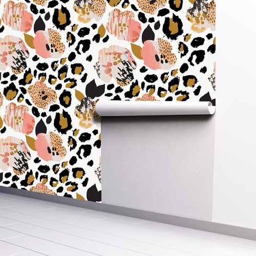 Tiger Leopard Pattern Peel and Stick Removable Self-Adhesive Wallpaper 18"x117" - Picture 5 of 10