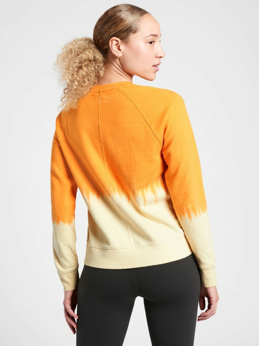 Athleta Sundown Dip Dye Sweatshirt, Abyssinian Yellow SIZE M