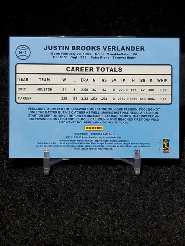 2020 DONRUSS HIGHLIGHTS BLUE SP 4/249 JUSTIN VERLANDER - Picture 3 of 3
