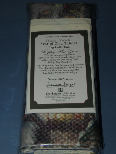 Thomas Kinkade Happy New Year Flag 40 X 28 Hamilton Collection Glad Tidings For Sale Online