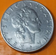 REPUBBLICA ITALIANA 50 LIRE 1957 (NC) VULCANO I TIPO ACMONITAL GR.6,25 (6) 