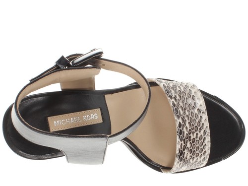 Michael Kors Carson Leather and Ayers Snake Colorblock Sandals Size 8 US/38 EU - Picture 8 of 12