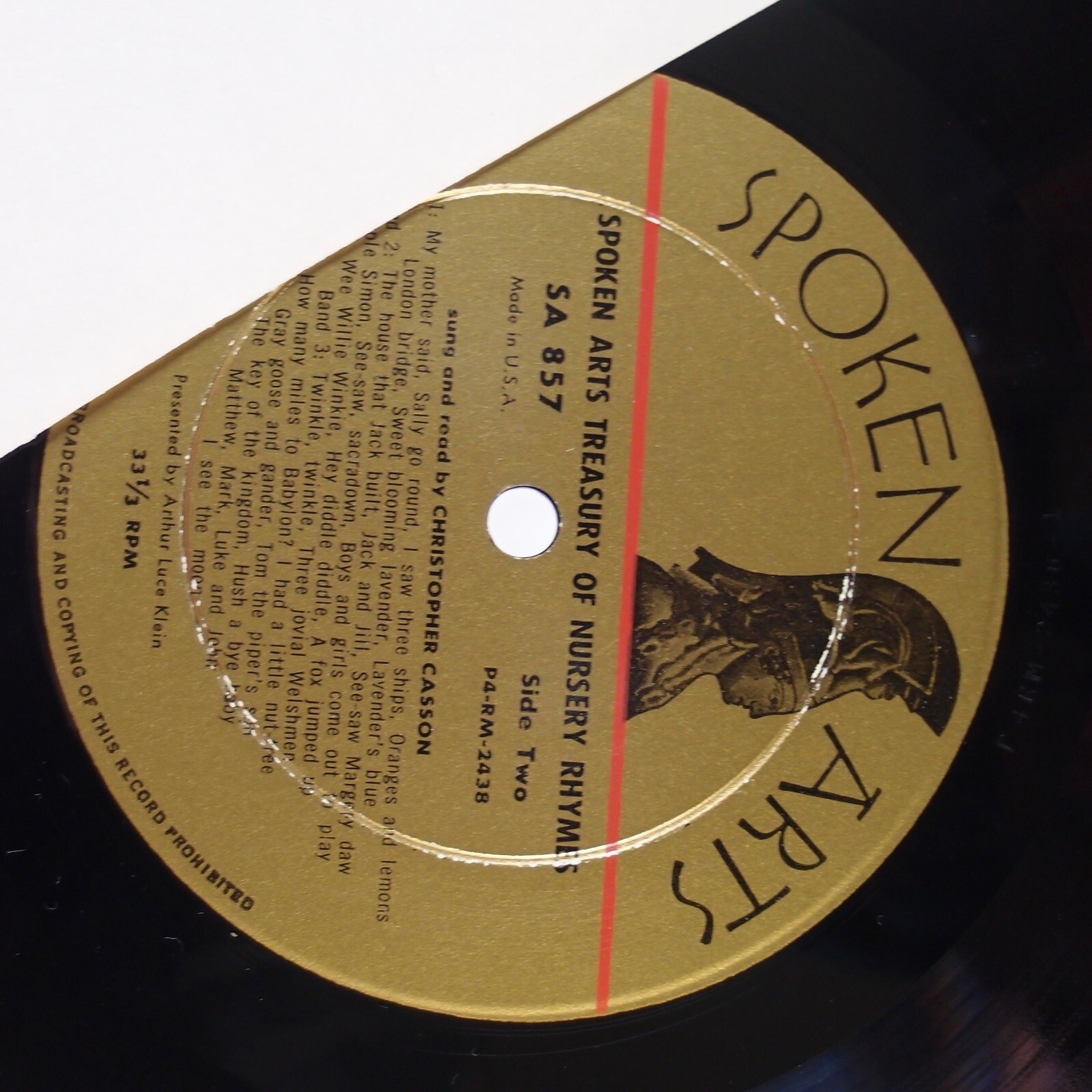 TREASURY OF NURSERY RHYHMES Spoken Arts, Rare Spoken Word LP