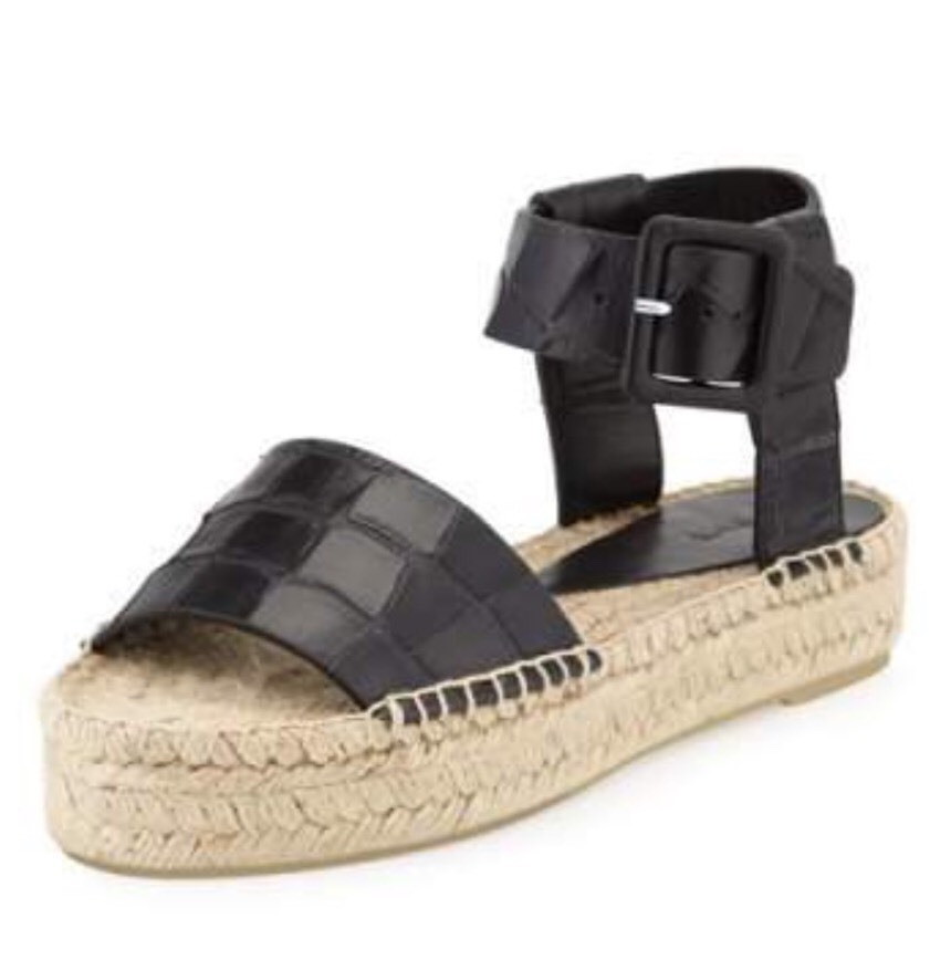 platform espadrille sandals black