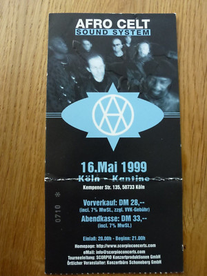 AFRO CELT sound system   Ticket - 16. Mai 1999 - sehr gut