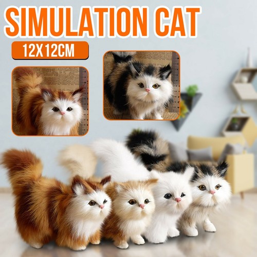 Simulation Cute Cat Plush Toy Animal Model Stuffed Doll Kids Home Ornament Y44 - Picture 1 of 24