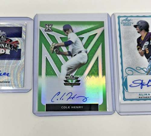 Lot Of (3) Leaf Signature Cards Featuring 23/50 Alika Williams 18/99 Cole Henry - Picture 3 of 8