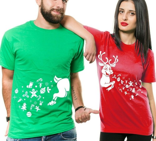 Matching Christmas Couple Shirts, Reindeer Shirt, Adult Christmas Shirt Rudolph